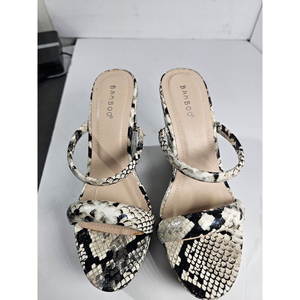 BAMBO Women Wedge Sandals Silver Snake Size 7.5 - Picture 5 of 7